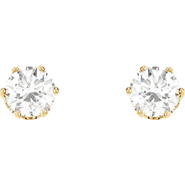 14K Yellow 2 CTW Natural Diamond 6-Prong Stud Earrings