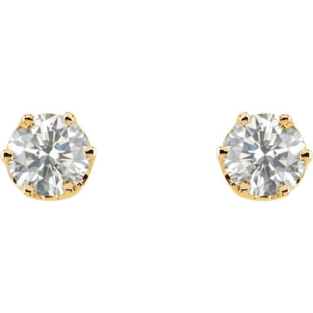 14K Yellow 1 CTW Natural Diamond 6-Prong Stud Earrings