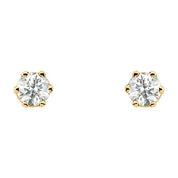 14K Yellow 1/2 CTW Natural Diamond 6-Prong Stud Earrings