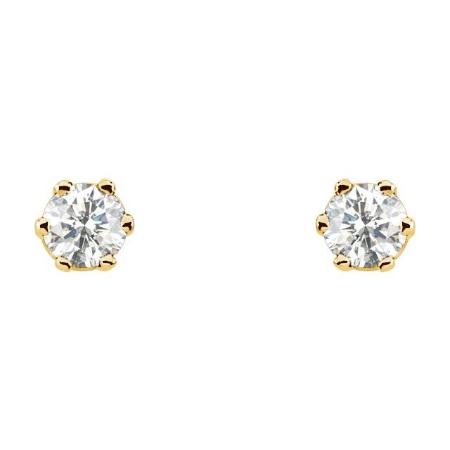 14K Yellow 1/2 CTW Natural Diamond 6-Prong Stud Earrings
