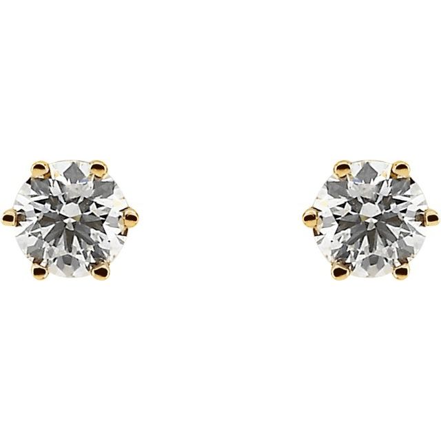 14K Yellow 3/4 CTW Natural Diamond 6-Prong Stud Earrings