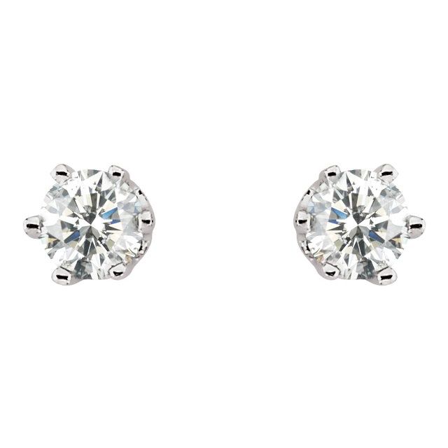 14K White 1/2 CTW Natural Diamond 6-Prong Stud Earrings