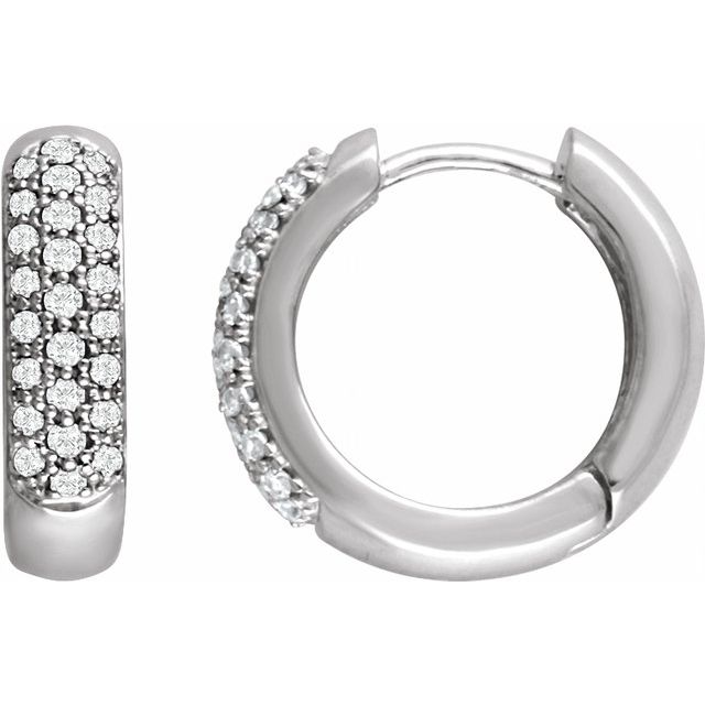 14K Natural and Lab-Grown Pave Set Diamond Hoop Earrings