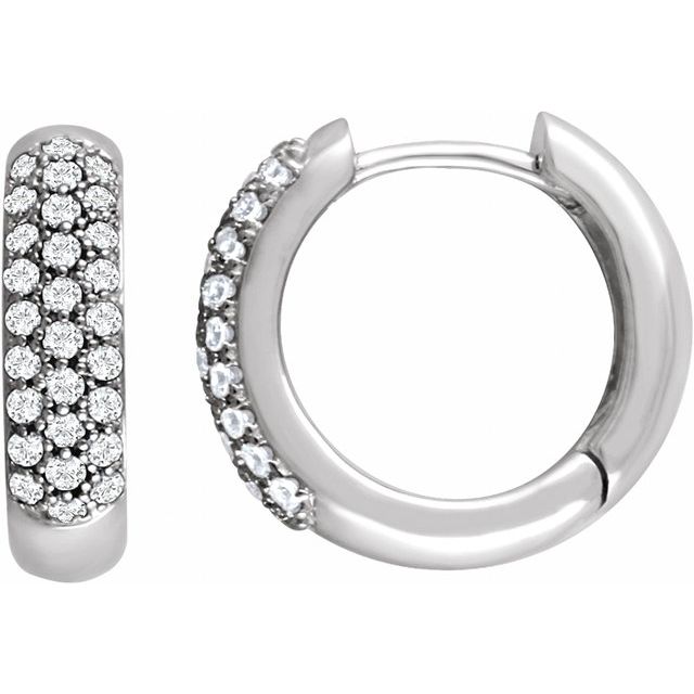 14K Natural and Lab-Grown Pave Set Diamond Hoop Earrings