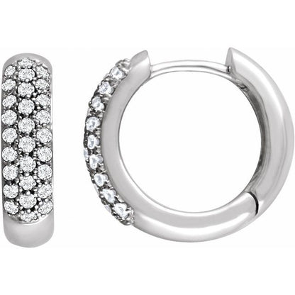 14K Natural and Lab-Grown Pave Set Diamond Hoop Earrings