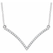 14K White 1/6 CTW Natural Diamond V 18" Necklace