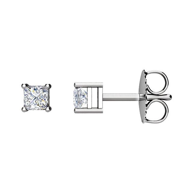 14K White Gold 1/10 CTW Natural Diamond Earrings - Elegant Square Design