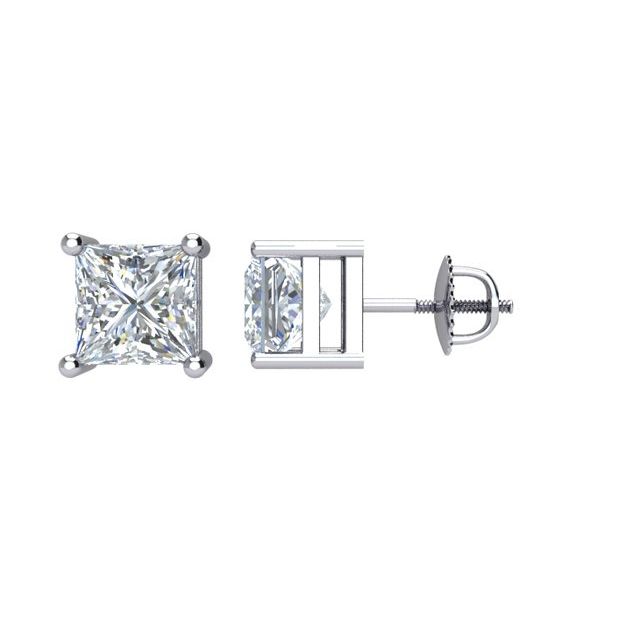 14K White 1 CTW Natural Diamond Stud Earring