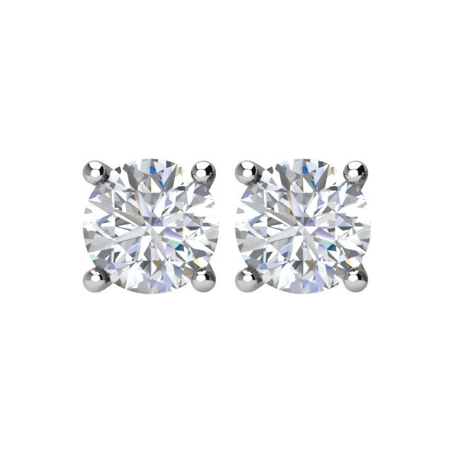 14K White 1/2 CT Natural Diamond Stud Earrings