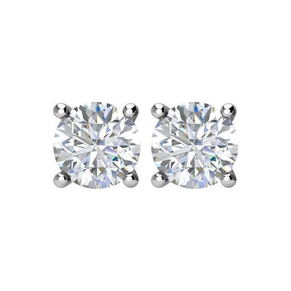 14K White 1/2 CT Natural Diamond Stud Earrings