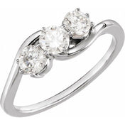 14K White 3/4 CTW Lab-Grown Diamond Three-Stone Ring