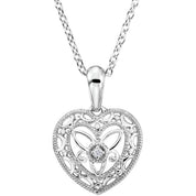 Sterling Silver .005 CTW Natural Diamond Heart 18" Necklace