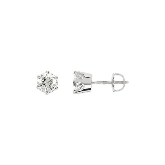 14K White 2 CTW Natural Diamond 6-Prong Stud Earrings