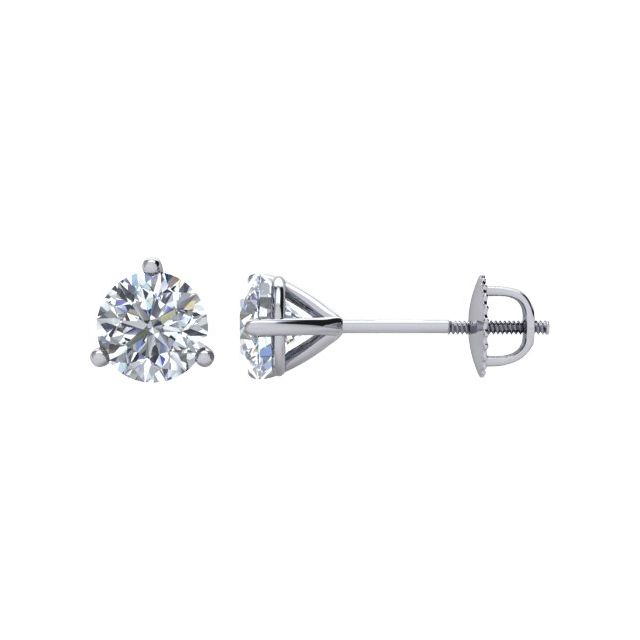 14K White 1 CT Natural Diamond Earring