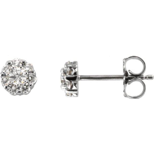 14K Natural Diamond Cluster Earrings in White, Yellow, and Rose Gold
