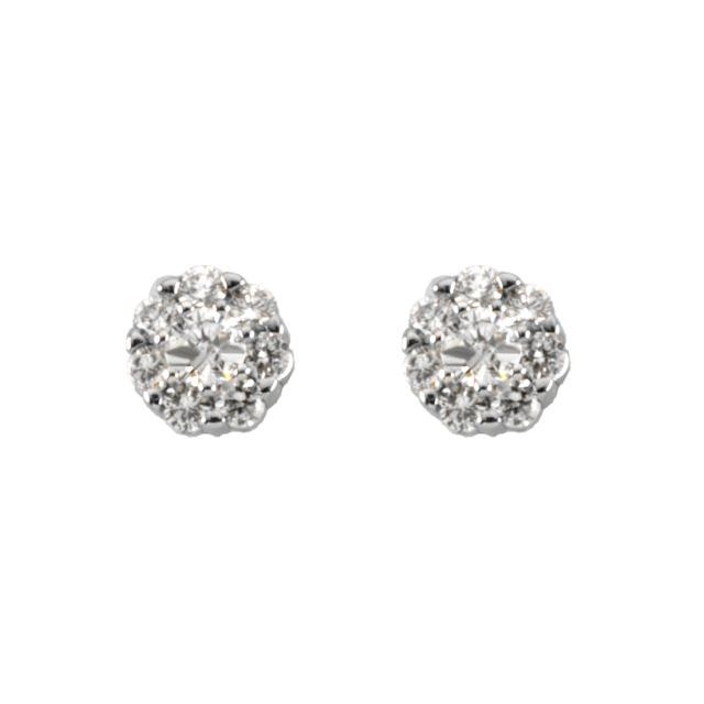 14K Natural Diamond Cluster Earrings in White, Yellow, and Rose Gold