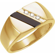 14K Yellow Natural Black Onyx & 1/10 CTW Natural Diamond Ring