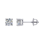 14K White 1/2 CT Natural Diamond Stud Earrings