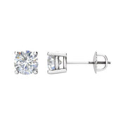 14K White 1/3 CT Natural Diamond Stud Earrings