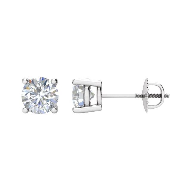 14K White 1/3 CT Natural Diamond Stud Earrings