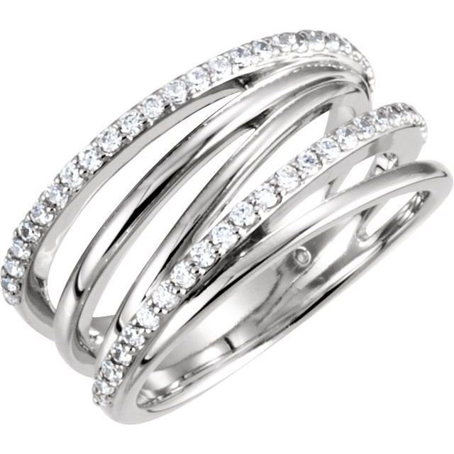 14K White 3/8 CTW Natural Diamond Ring
