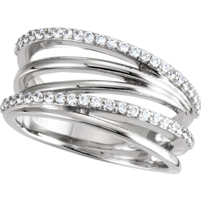 14K White 3/8 CTW Natural Diamond Ring
