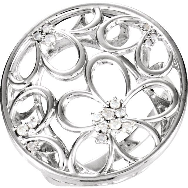 Sterling Silver 1/6 CTW Natural Diamond Floral Ring