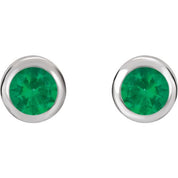 14K White Lab-Grown Emerald Bezel-Set Earrings