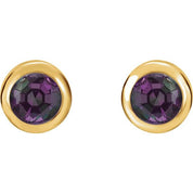 14K Yellow Lab-Grown Alexandrite Bezel-Set Earrings