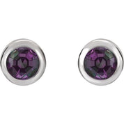 14K White Lab-Grown Alexandrite Bezel-Set Earrings