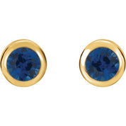 14K Yellow Lab-Grown Blue Sapphire Bezel-Set Earrings