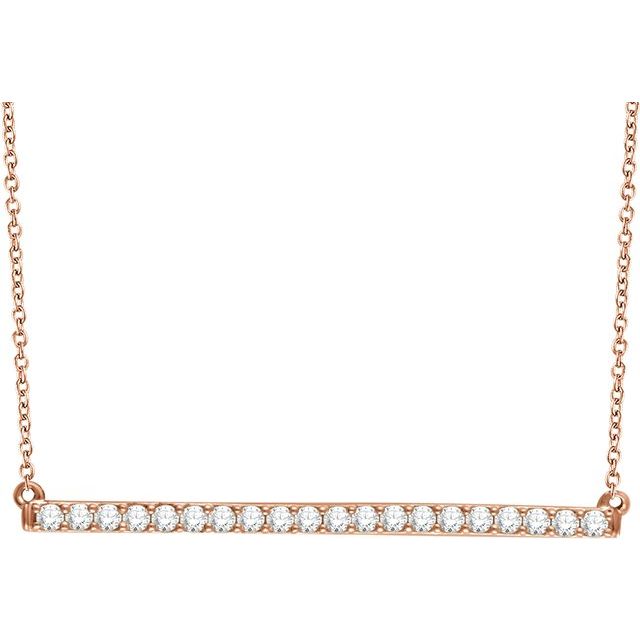 14K Rose 1/6 CTW Natural Diamond Bar 16-18" Necklace