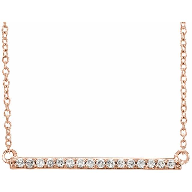 14K Rose 1/6 CTW Lab-Grown Diamond Bar 16-18" Necklace