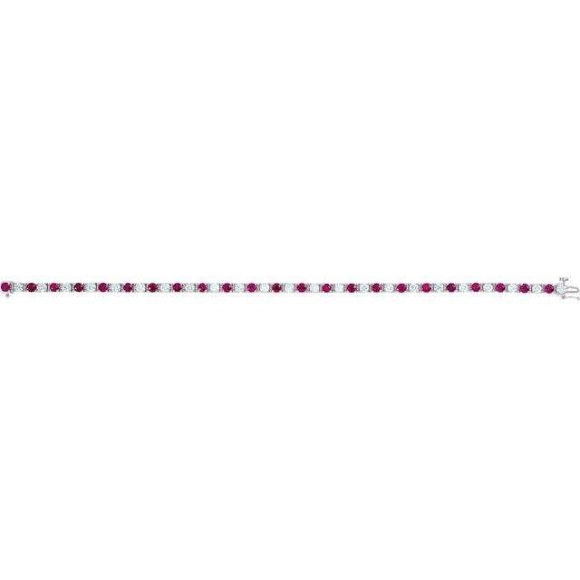 14K White Lab-Grown Ruby & 2 3/8 CTW Natural Diamond Line 7" Bracelet