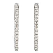 Platinum 1 CTW Natural Diamond Inside-Outside 26.5 mm Hinged Hoop Earrings