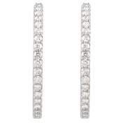 14K White 3 CTW Lab-Grown Diamond Inside-Outside 34.5 mm Hinged Hoop Earrings