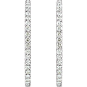 14K White 5 CTW Lab-Grown Diamond Inside-Outside 41.5 mm Hinged Hoop Earrings