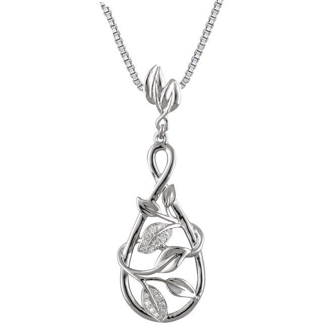14K White 1/10 CTW Natural Diamond Floral 18" Necklace