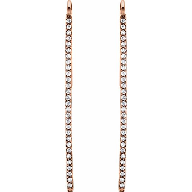 14K Rose 1/4 CTW Natural Diamond Vertical Bar Earrings