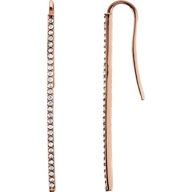 14K Rose 1/4 CTW Natural Diamond Vertical Bar Earrings