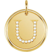18K Yellow Vermeil .08 CTW Natural Diamond Posh Mommy? Initial U Pendant