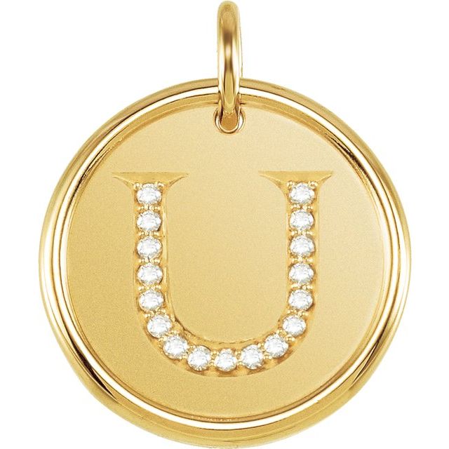 18K Yellow Vermeil .08 CTW Natural Diamond Posh Mommy? Initial U Pendant