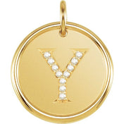 18K Yellow Vermeil .06 CTW Natural Diamond Posh Mommy? Initial Y Pendant