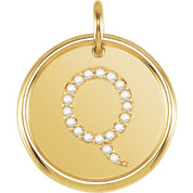 18K Yellow Vermeil 1/10 CTW Natural Diamond Posh Mommy? Initial Q Pendant