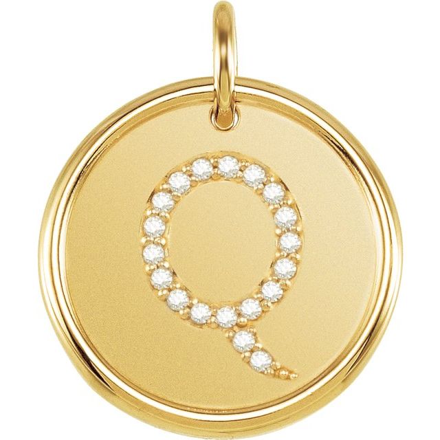 18K Yellow Vermeil 1/10 CTW Natural Diamond Posh Mommy? Initial Q Pendant