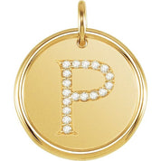 18K Yellow Vermeil 1/10 CTW Natural Diamond Posh Mommy? Initial P Pendant