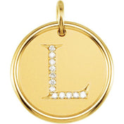 18K Yellow Vermeil .06 CTW Natural Diamond Posh Mommy? Initial L Pendant