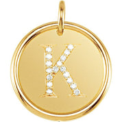 14K Yellow .08 CTW Natural Diamond Posh Mommy? Initial K Pendant