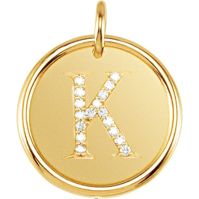 14K Yellow .08 CTW Natural Diamond Posh Mommy? Initial K Pendant