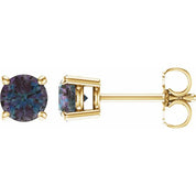 14K Yellow 5 mm Lab-Grown Alexandrite Stud Earrings
